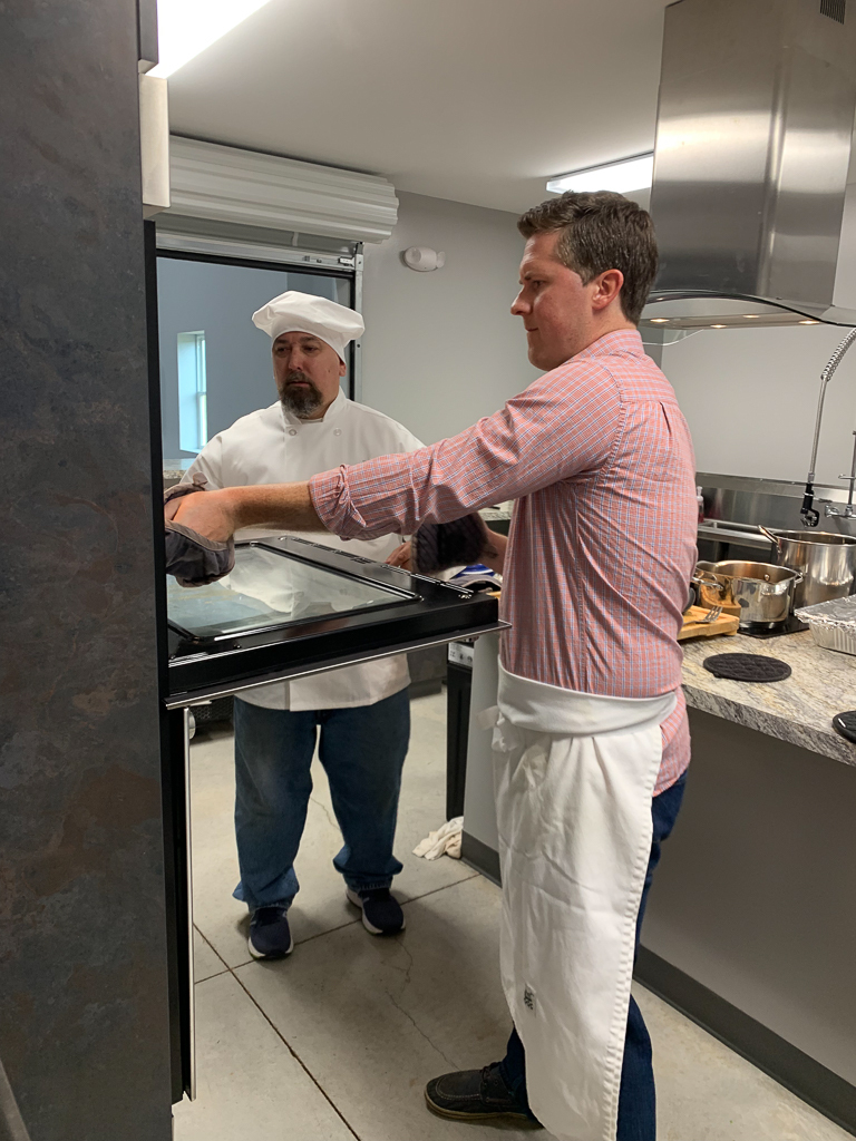 Some fine young men preparing a special dinner for Mother's day!