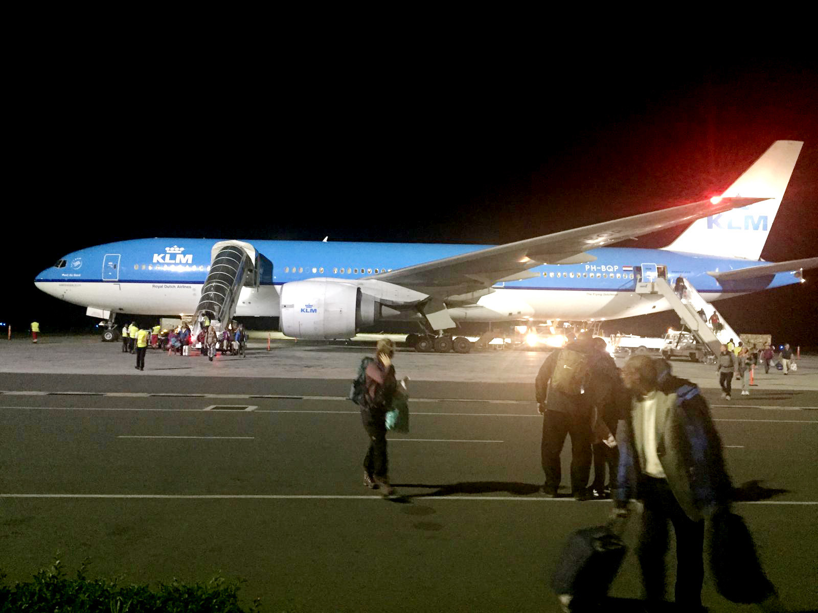 KLM flight arriving at JRO with all of our passengers!