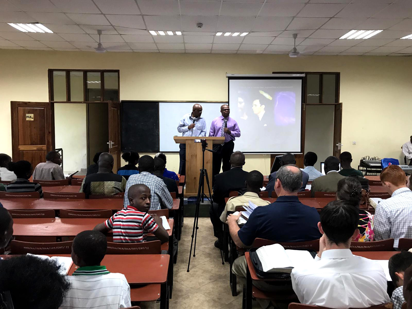 Bro. Burley preaching during the evening service.