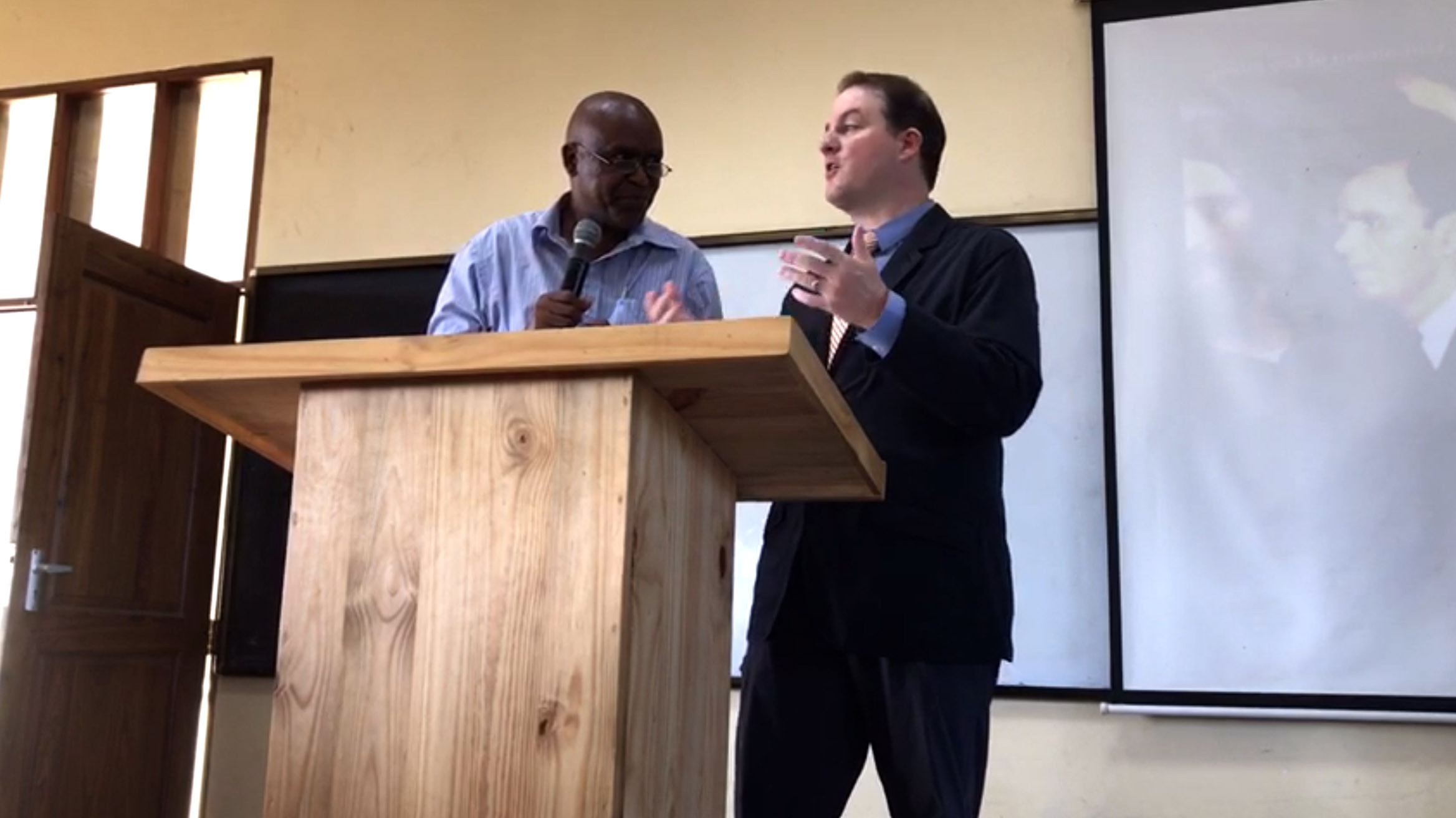 Bro. Aaron preaching during the afternoon service.