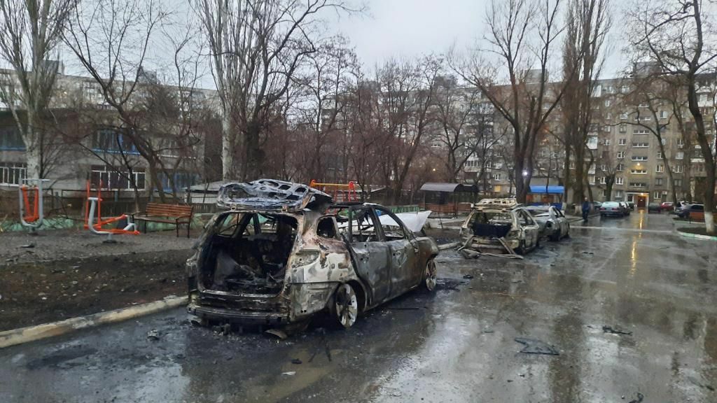 Mariupol - outside the home of Volodya Ivanov.