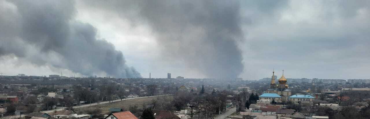 Smoke rising above the city of Mariupol.