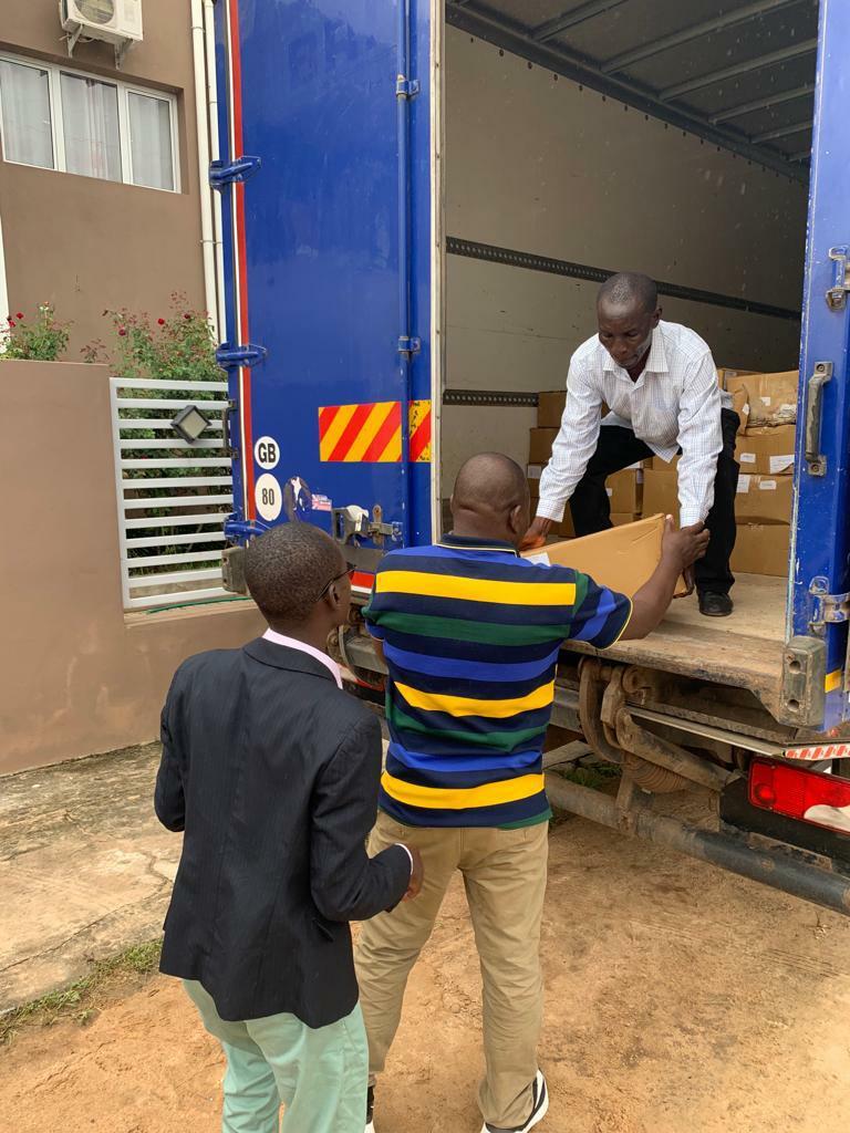 Materials being delivered and unloaded by the Saints